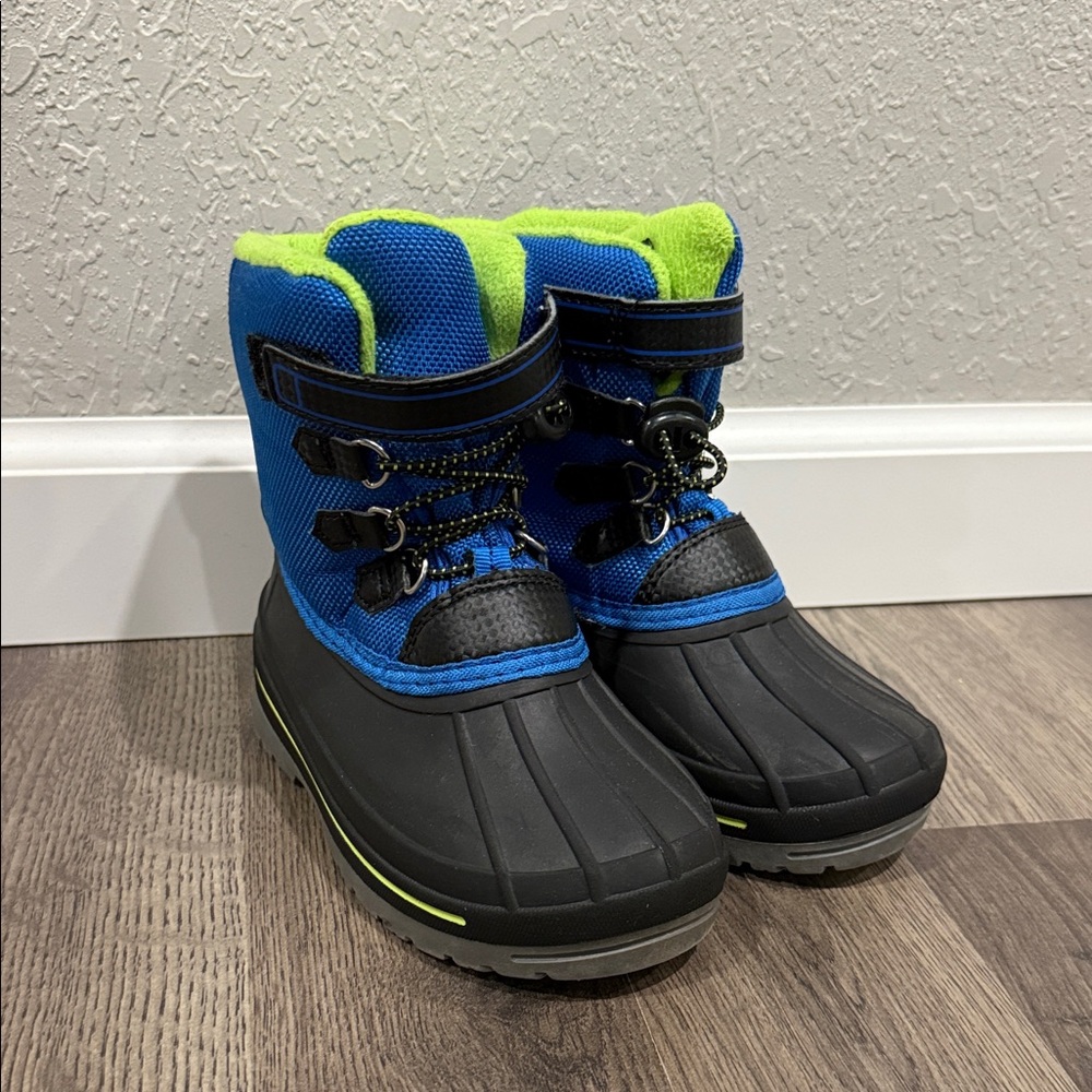Kids Blue and Green Winter Boots